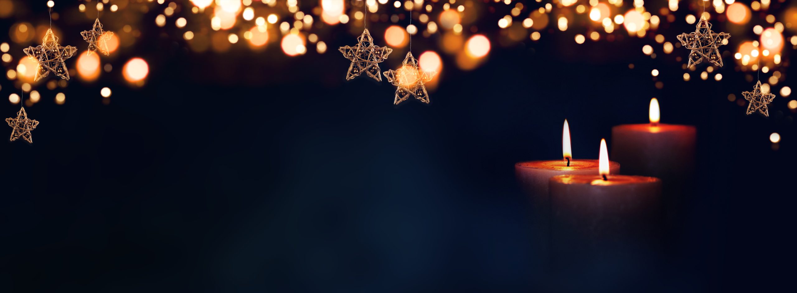 Burning candles in christmas night