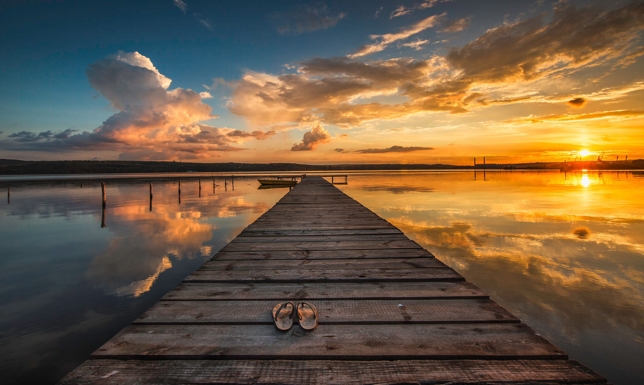 Small dock and boat at the lake