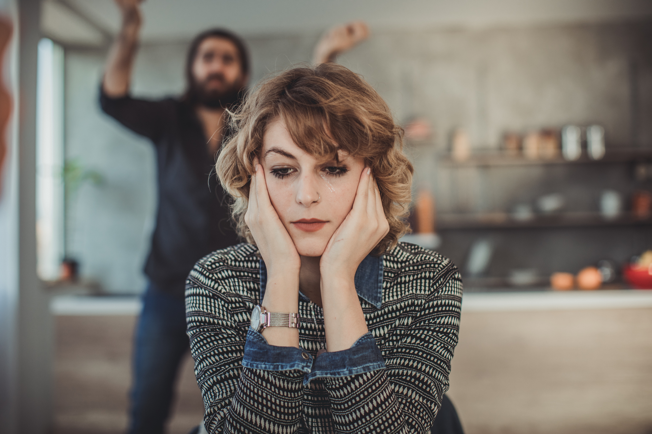 Couple arguing about their problems at home
