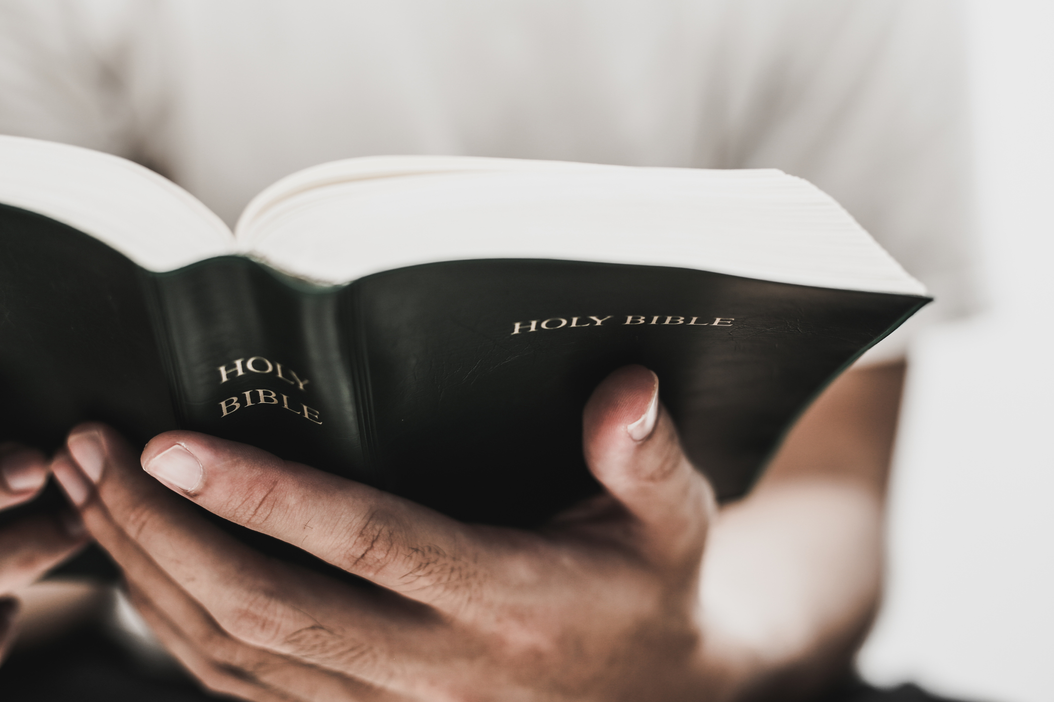 Closeup shot of reading holy bible