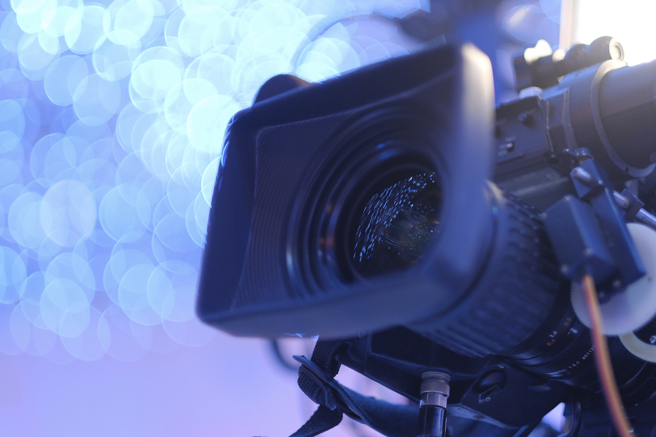 Camera record on crane in production on wedding