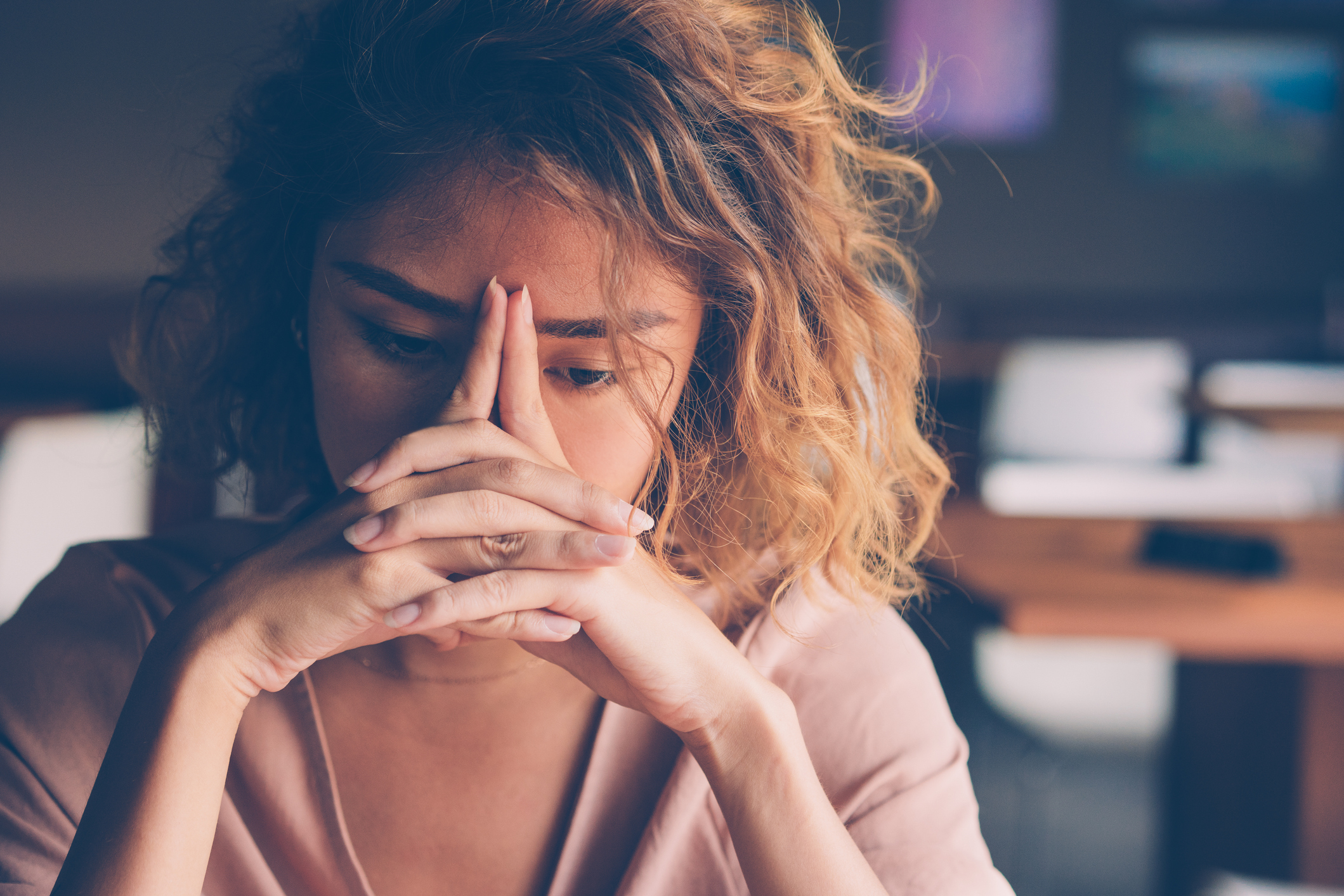 Mid adult woman in isolation at home during COVID-19