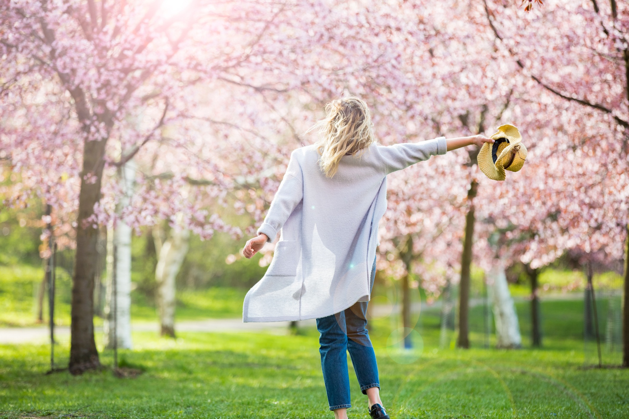 Young woman enjoying the nature in spring