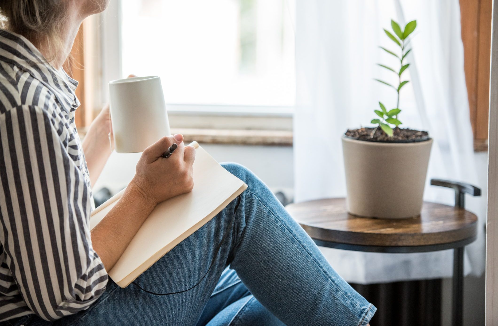 A young woman taking a break from technology