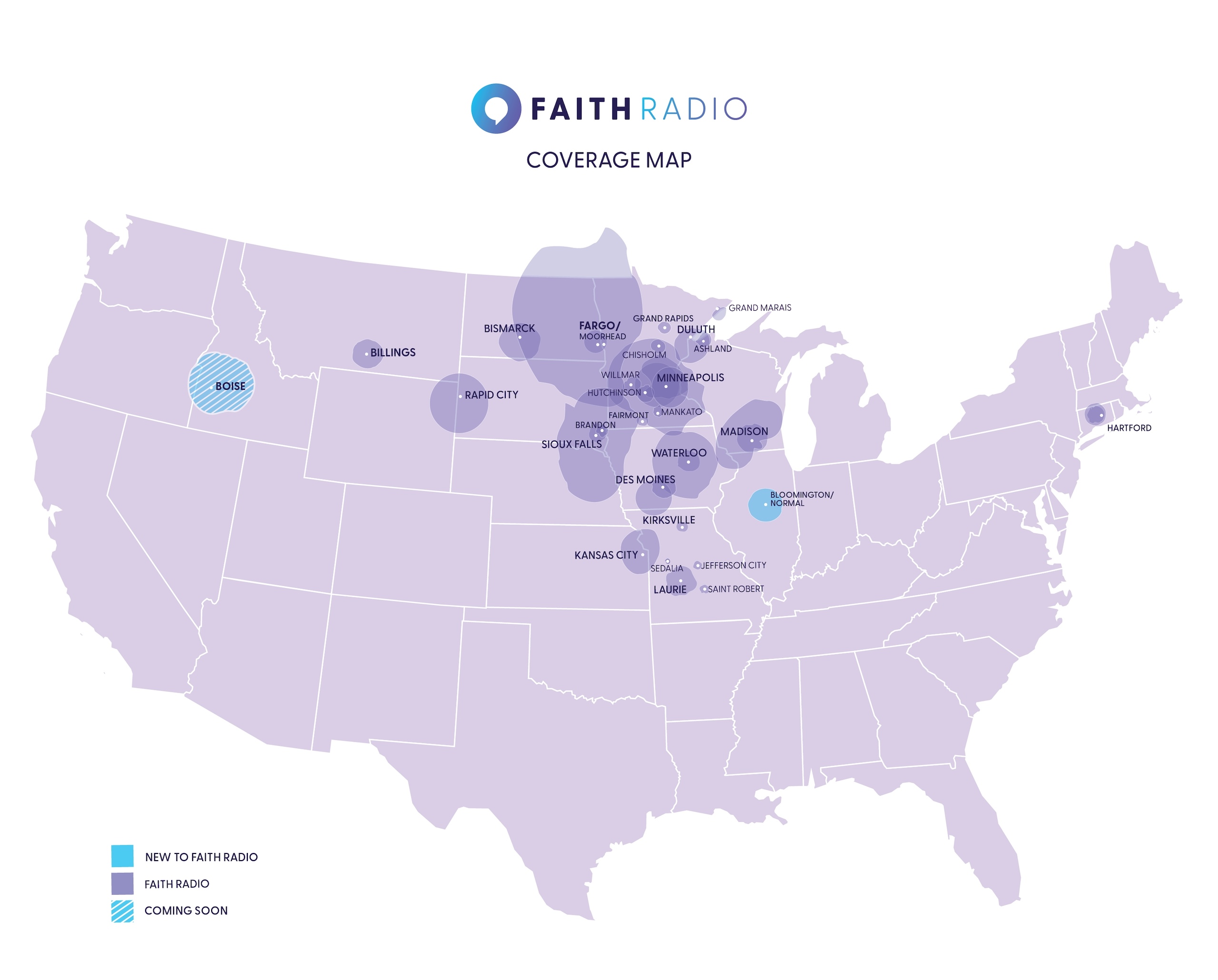 Faith Radio Coverage Map New and Coming Soon