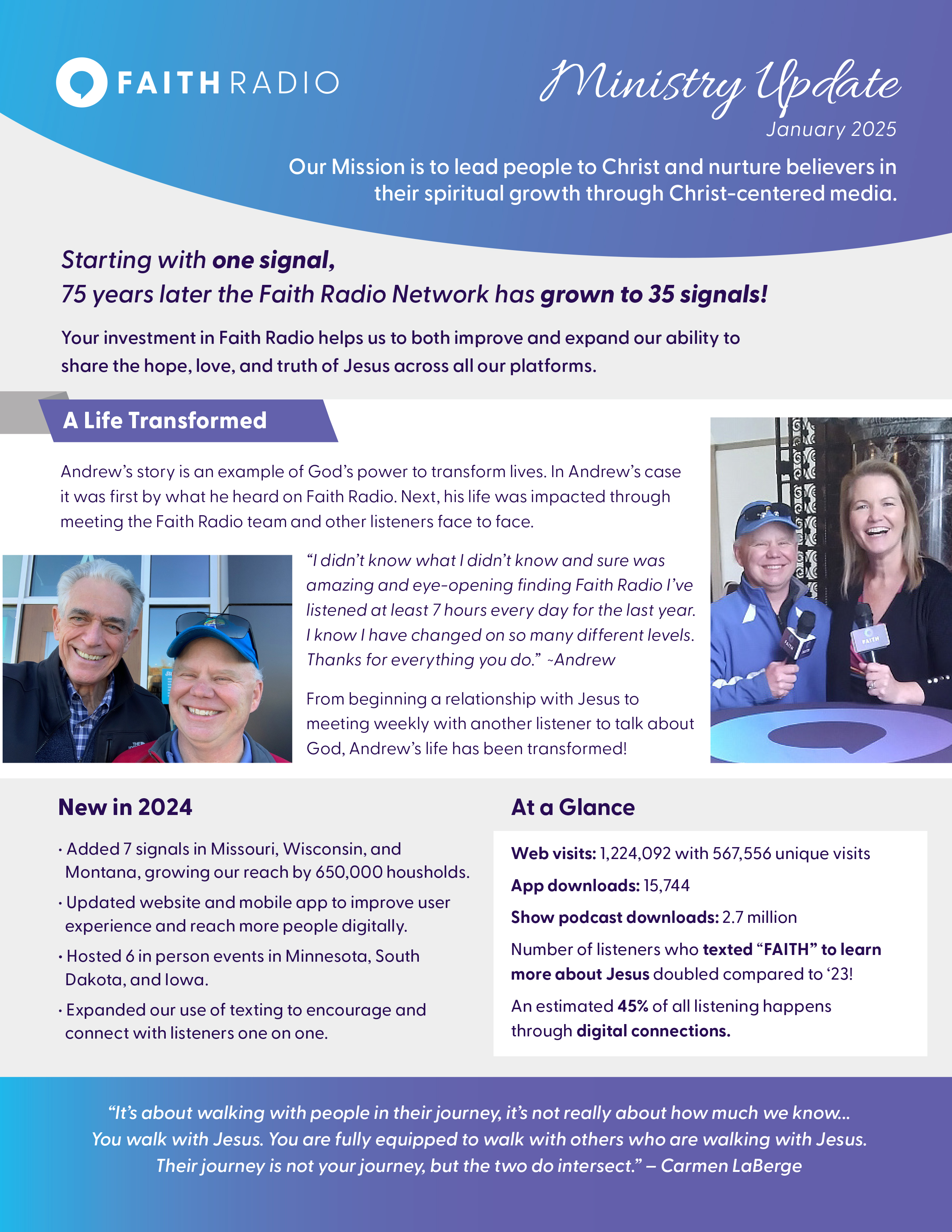 Faith Radio ministry update Jan 2025